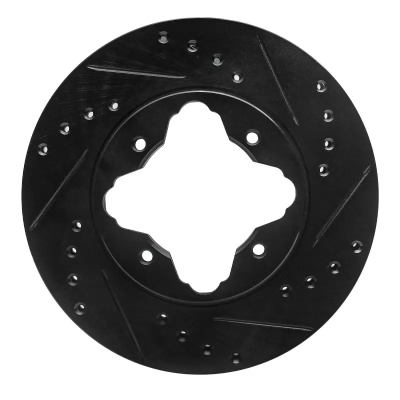 R1 90-97 Acura Cl Front Right Drilled & Slotted Black Brake Rotor 1