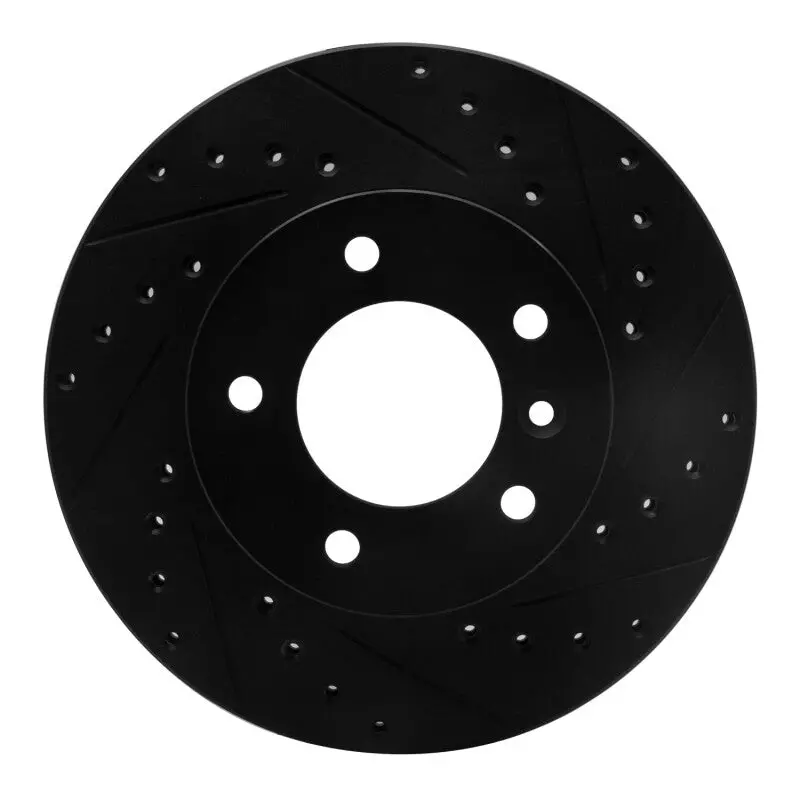 R1 90-97 Jaguar Xj6 Front Right Drilled & Slotted Black Brake Rotor 1