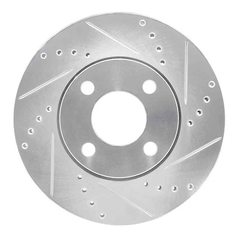 R1 90-98 Audi 90 Front Right Drilled & Slotted Silver Brake Rotor 1