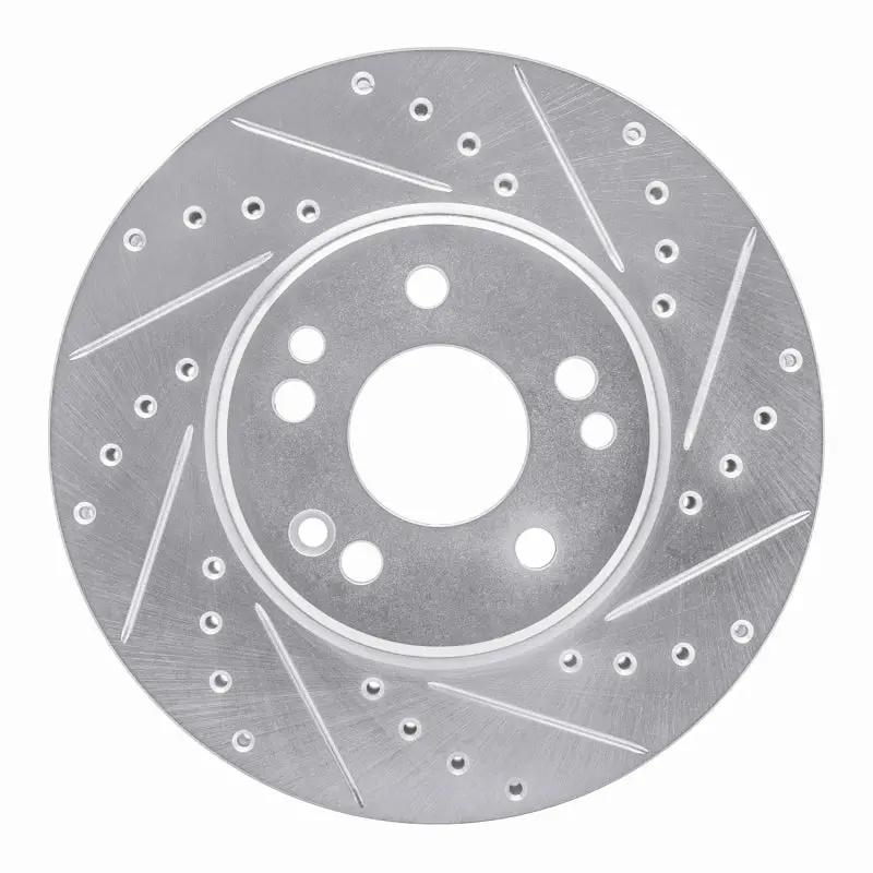 R1 90-98 Mercedes-Benz 300Sl Front Right Drilled & Slotted Silver Brake Rotor 1