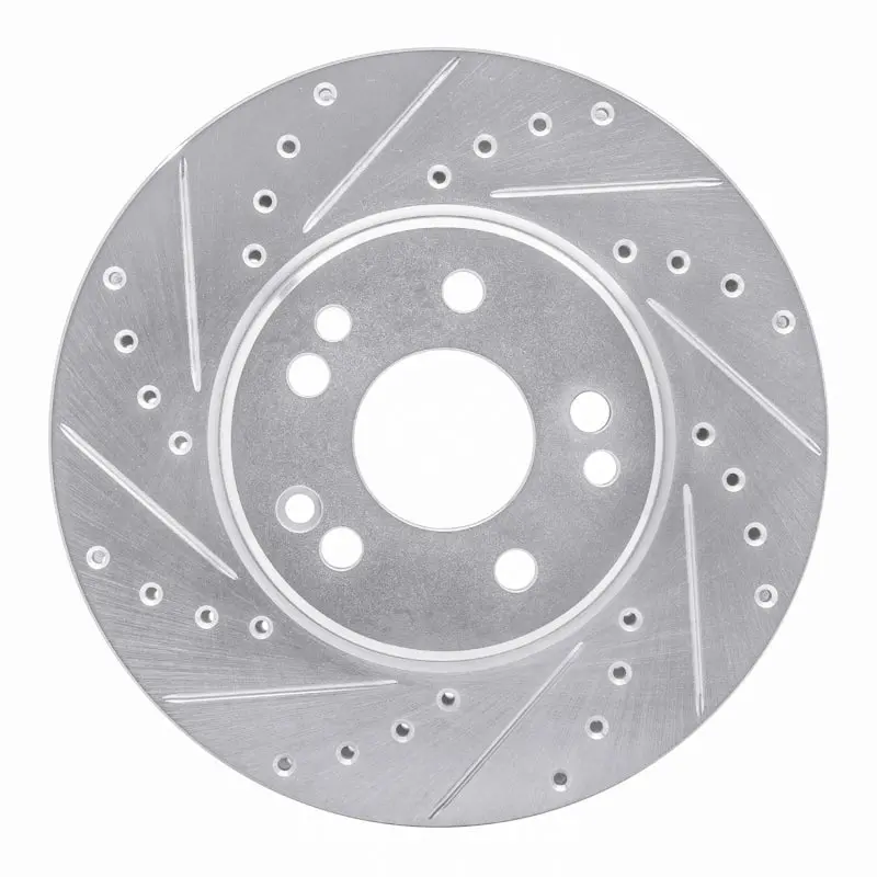 R1 90-98 Mercedes-Benz Sl500 Front Left Drilled & Slotted Silver Brake Rotor 1