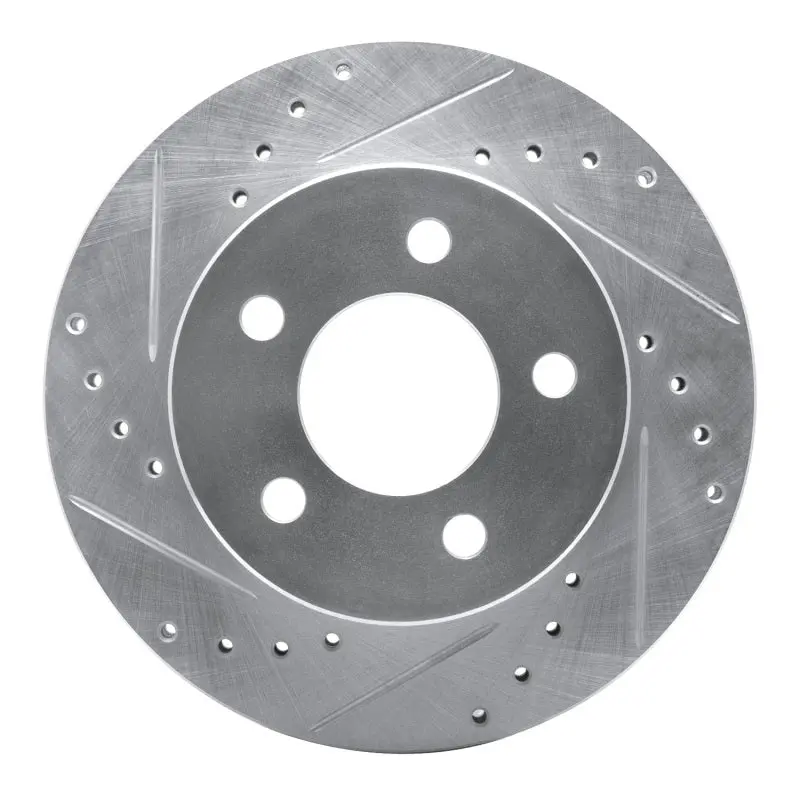 R1 90-99 Jeep Cherokee Front Left Drilled & Slotted Silver Brake Rotor 1