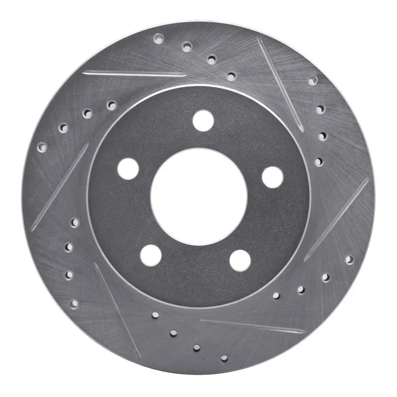 R1 90-99 Jeep Cherokee Front Right Drilled & Slotted Silver Brake Rotor 1