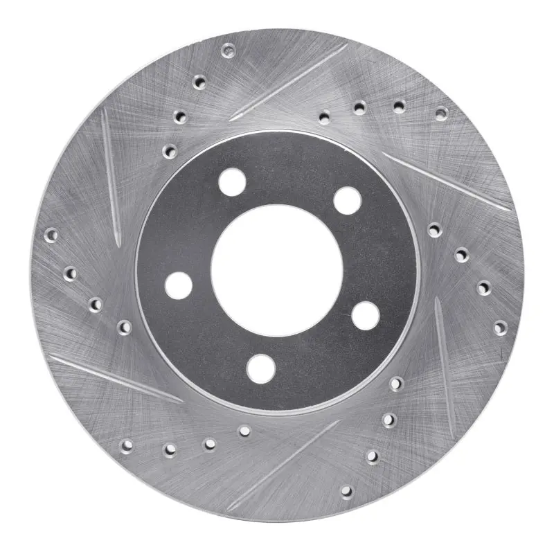 R1 91-00 Ford Taurus (Excl Sho) Front Left Drilled & Slotted Silver Brake Rotor 1