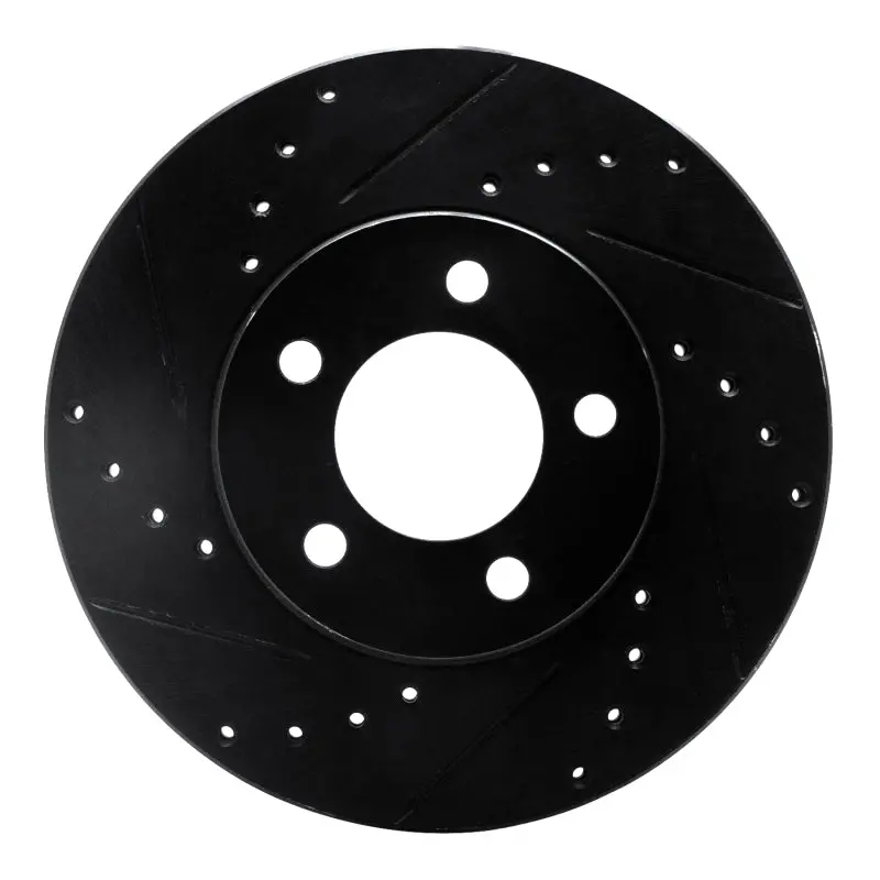 R1 91-00 Ford Thunderbird Front Left Drilled & Slotted Black Brake Rotor 1