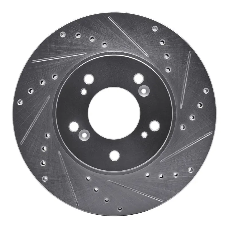 R1 91-01 Acura Integra Front Right Drilled & Slotted Silver Brake Rotor 1
