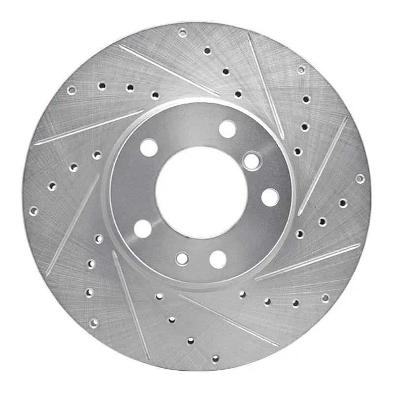 R1 91-01 Bmw 740I Front Right Drilled & Slotted Silver Brake Rotor 1