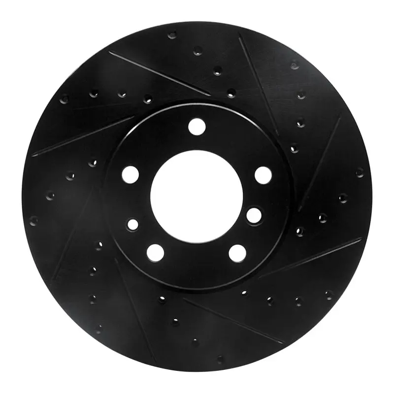 R1 91-01 Bmw 850Ci Front Right Drilled & Slotted Black Brake Rotor 1