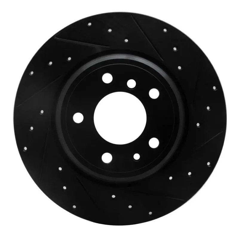 R1 91-01 Bmw 850Ci Rear Right Drilled & Slotted Black Brake Rotor 1