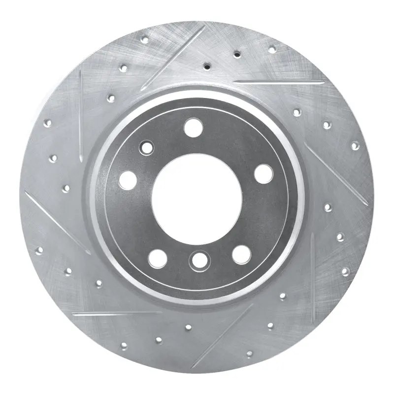 R1 91-01 Bmw 850Csi Rear Left Drilled & Slotted Silver Brake Rotor 1