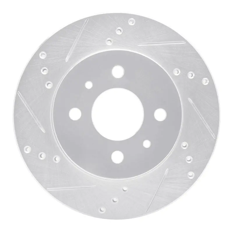 R1 91-02 Saturn Sc Front Left Drilled & Slotted Silver Brake Rotor 1