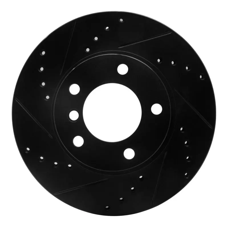 R1 91-06 Bmw 325I (Usa/Canada) Front Left Drilled & Slotted Black Brake Rotor 1