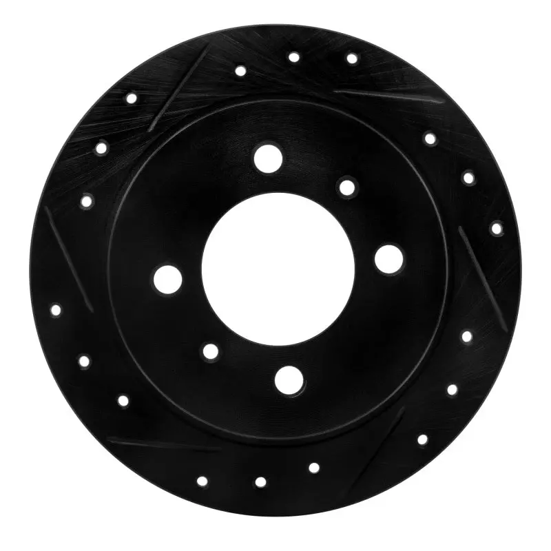 R1 91-06 Nissan Nx Rear Left Drilled & Slotted Black Brake Rotor 1