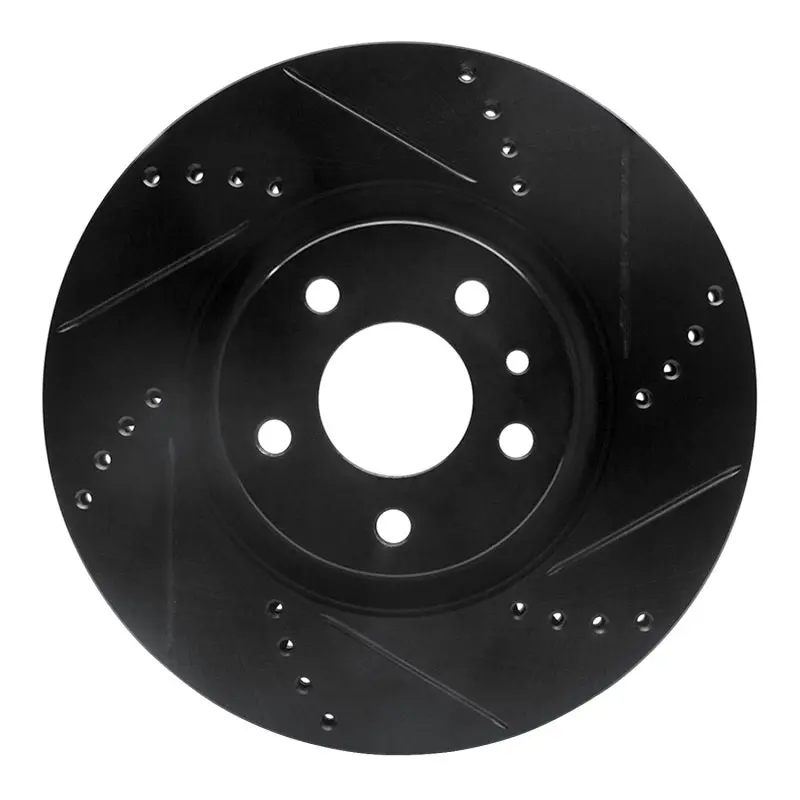 R1 91-20 Alfa Romeo 164 Front Right Drilled & Slotted Black Brake Rotor 1