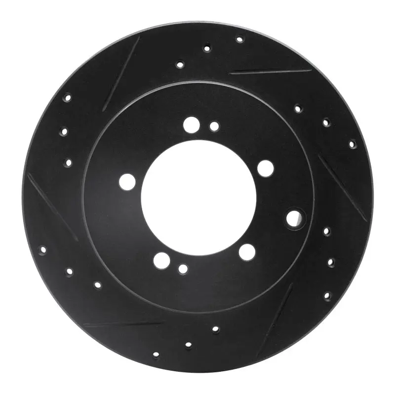 R1 91-93 Dodge Stealth Rear Left Drilled & Slotted Black Brake Rotor 1