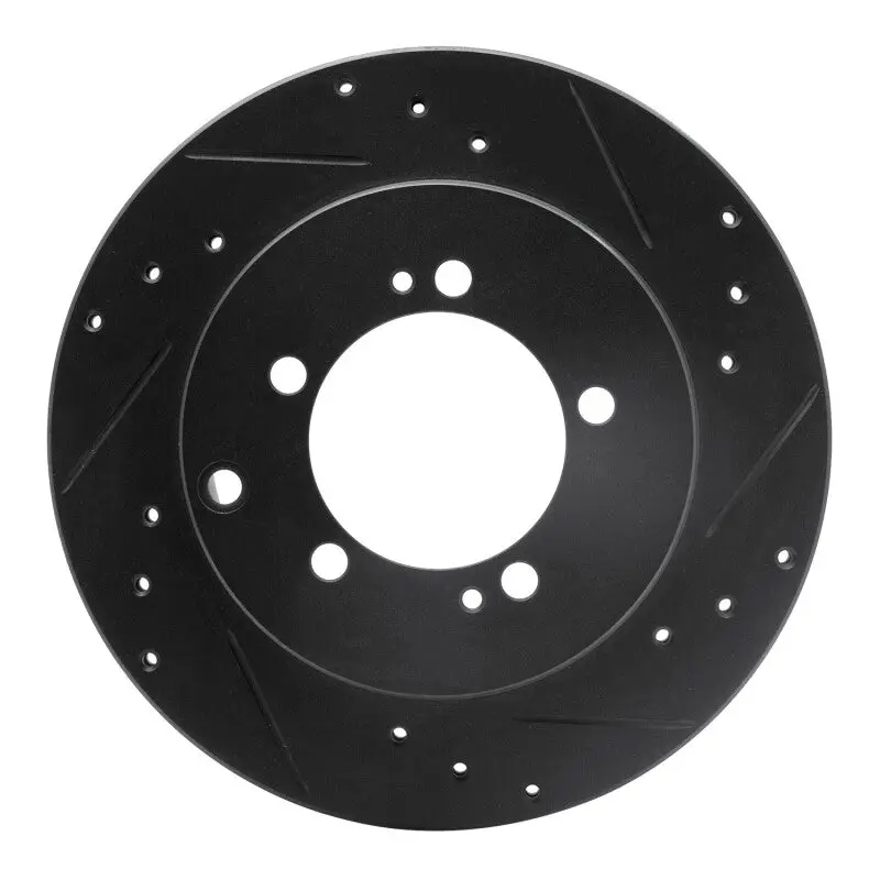 R1 91-93 Dodge Stealth Rear Right Drilled & Slotted Black Brake Rotor 1