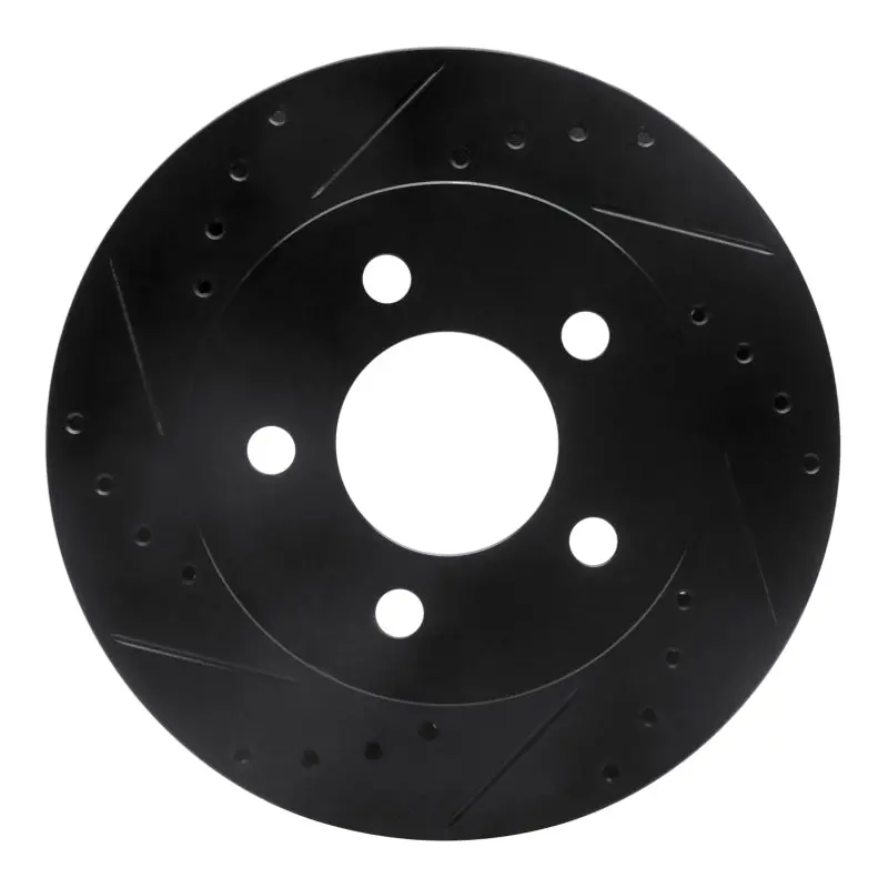 R1 91-94 Ford Crown Victoria Front Left Drilled & Slotted Black Brake Rotor 1