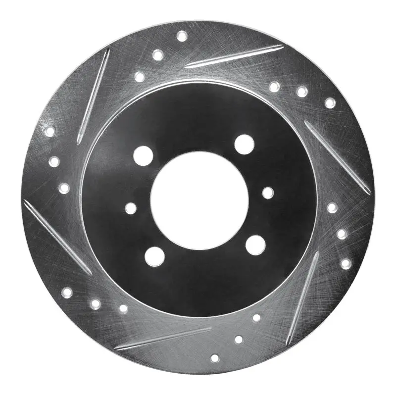 R1 91-94 Nissan Sentra Rear Left Drilled & Slotted Silver Brake Rotor 1