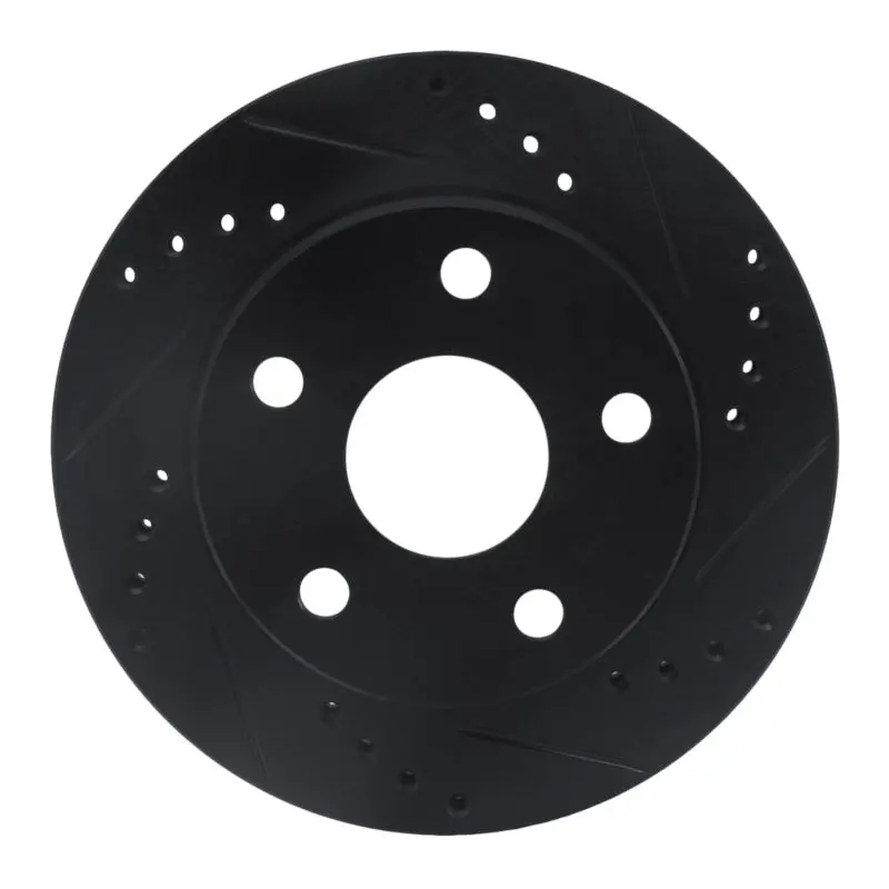 R1 91-94 Toyota Previa Front Right Drilled & Slotted Black Brake Rotor 1