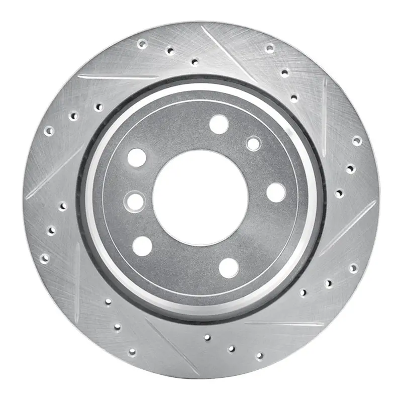 R1 91-95 Bmw 540I Rear Right Drilled & Slotted Silver Brake Rotor 1