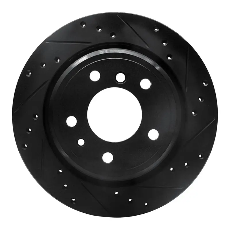 R1 91-95 Bmw M5 Rear Right Drilled & Slotted Black Brake Rotor 1