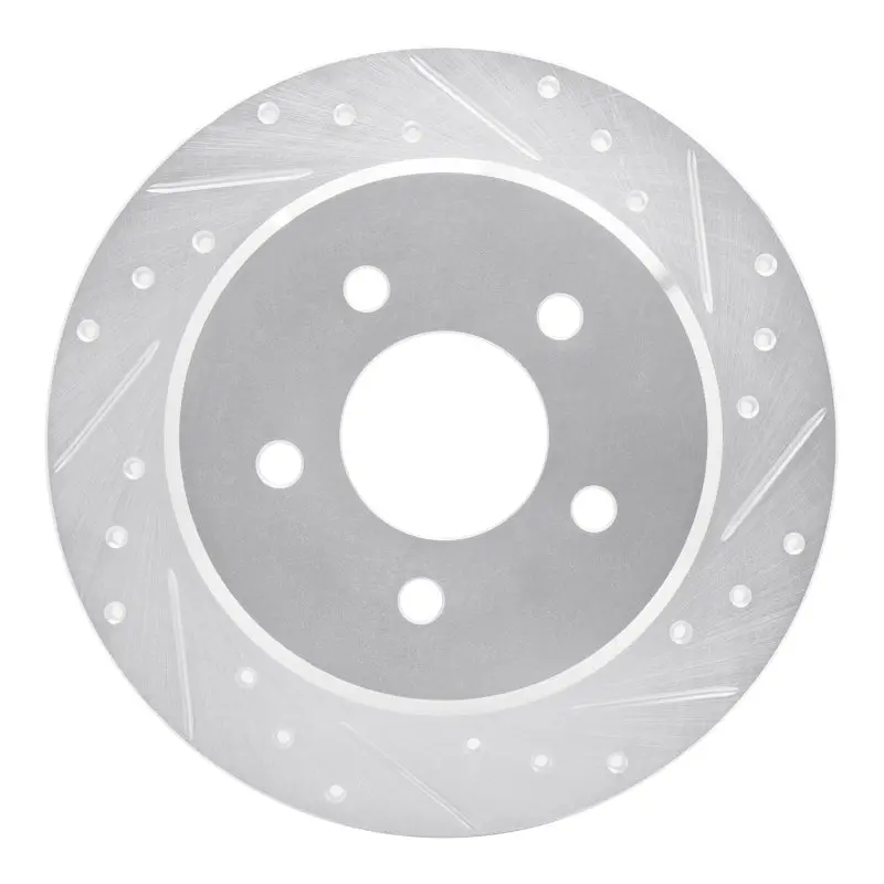 R1 91-95 Ford Crown Victoria Rear Right Drilled & Slotted Silver Brake Rotor 1