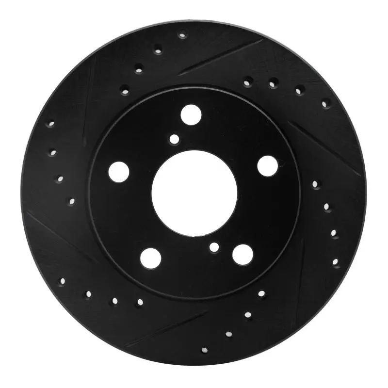 R1 91-95 Toyota Mr2 Front Left Drilled & Slotted Black Brake Rotor 1