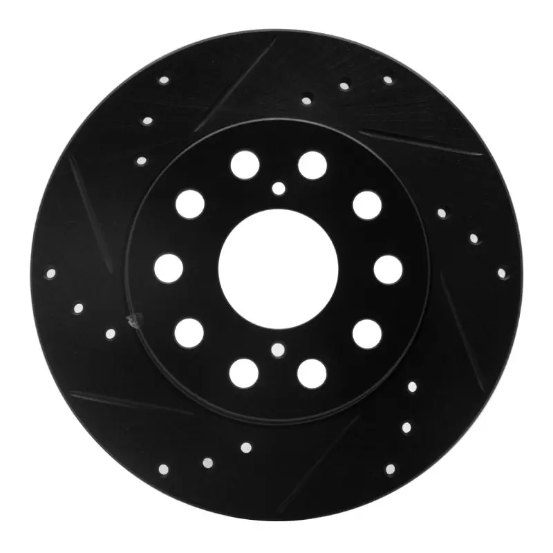 R1 91-95 Toyota Mr2 Rear Left Drilled & Slotted Black Brake Rotor 1