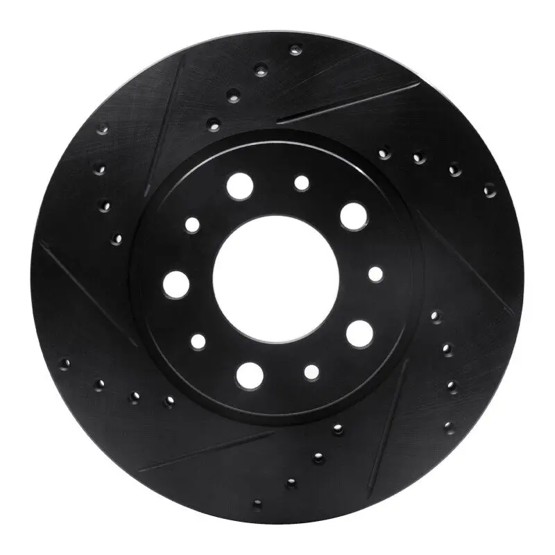R1 91-95 Volvo 780 Front Left Drilled & Slotted Black Brake Rotor 1