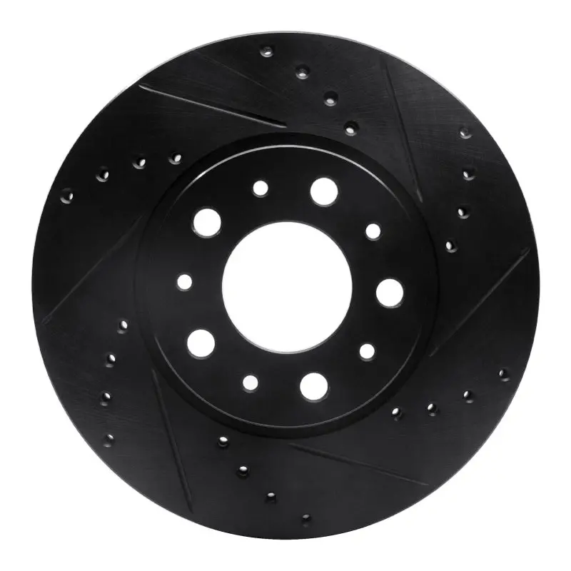 R1 91-95 Volvo 780 Front Right Drilled & Slotted Black Brake Rotor 1