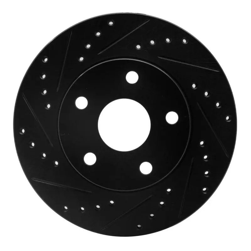 R1 91-96 Toyota Previa Front Left Drilled & Slotted Black Brake Rotor 1