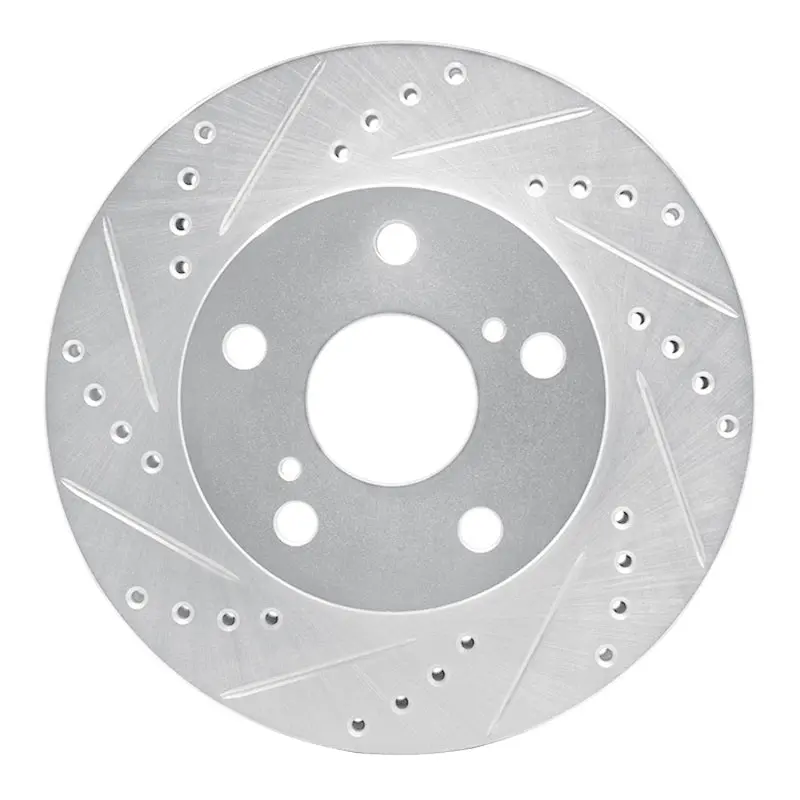 R1 91-96 Toyota Previa Front Left Drilled & Slotted Silver Brake Rotor 1