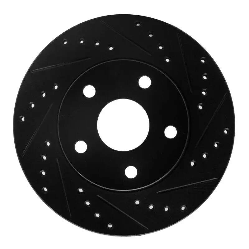 R1 91-96 Toyota Previa Front Right Drilled & Slotted Black Brake Rotor 1