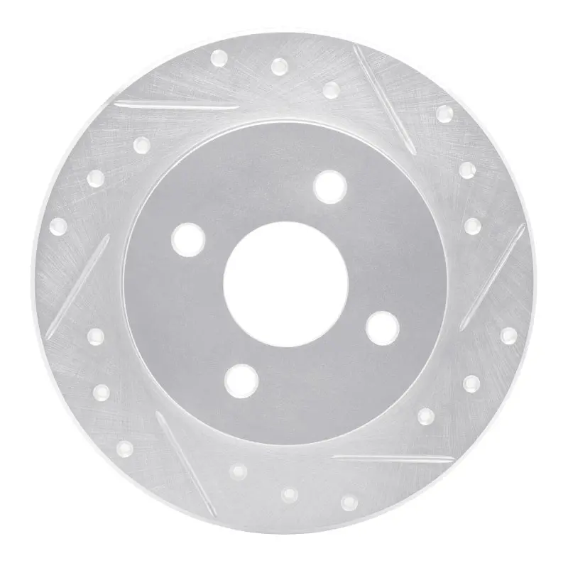 R1 91-98 Saturn Sc1 Rear Right Drilled & Slotted Silver Brake Rotor 1