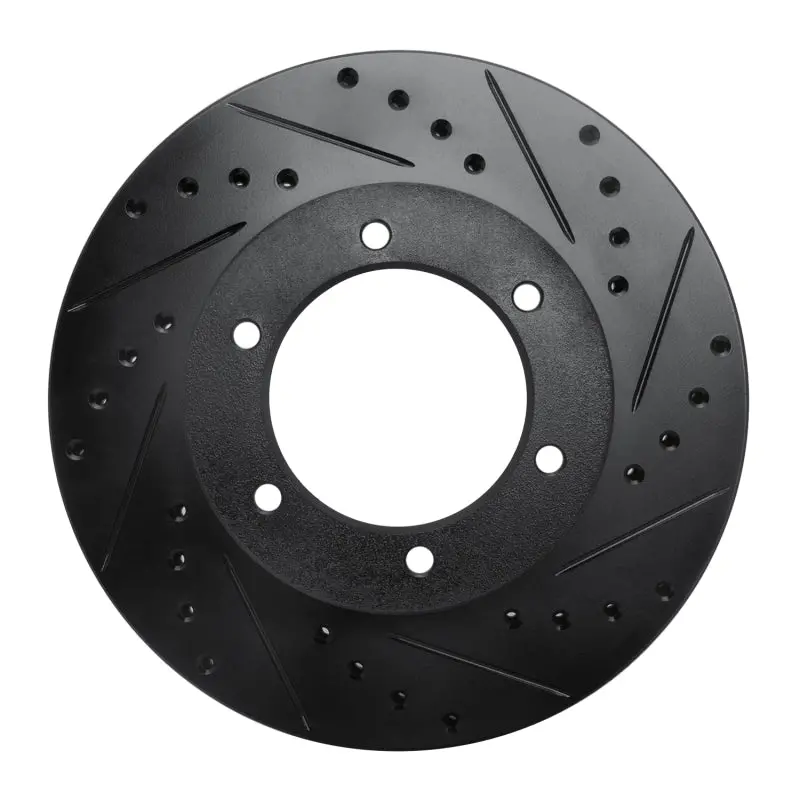 R1 91-98 Toyota 4Runner Front Right Drilled & Slotted Black Brake Rotor 1