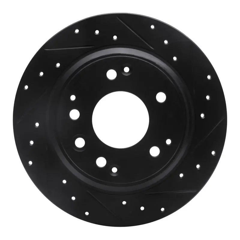 R1 91-99 Acura Rl Rear Right Drilled & Slotted Black Brake Rotor 1