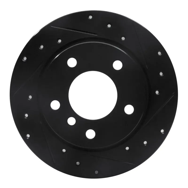 R1 91-99 Bmw 323I Rear Right Drilled & Slotted Black Brake Rotor 1