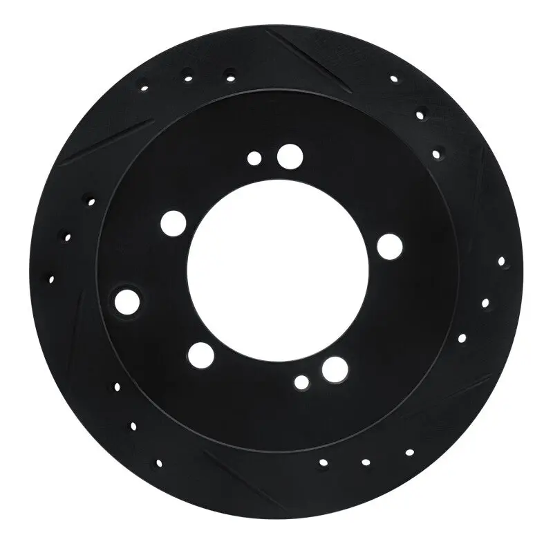 R1 91-99 Dodge Stealth Rear Right Drilled & Slotted Black Brake Rotor 1