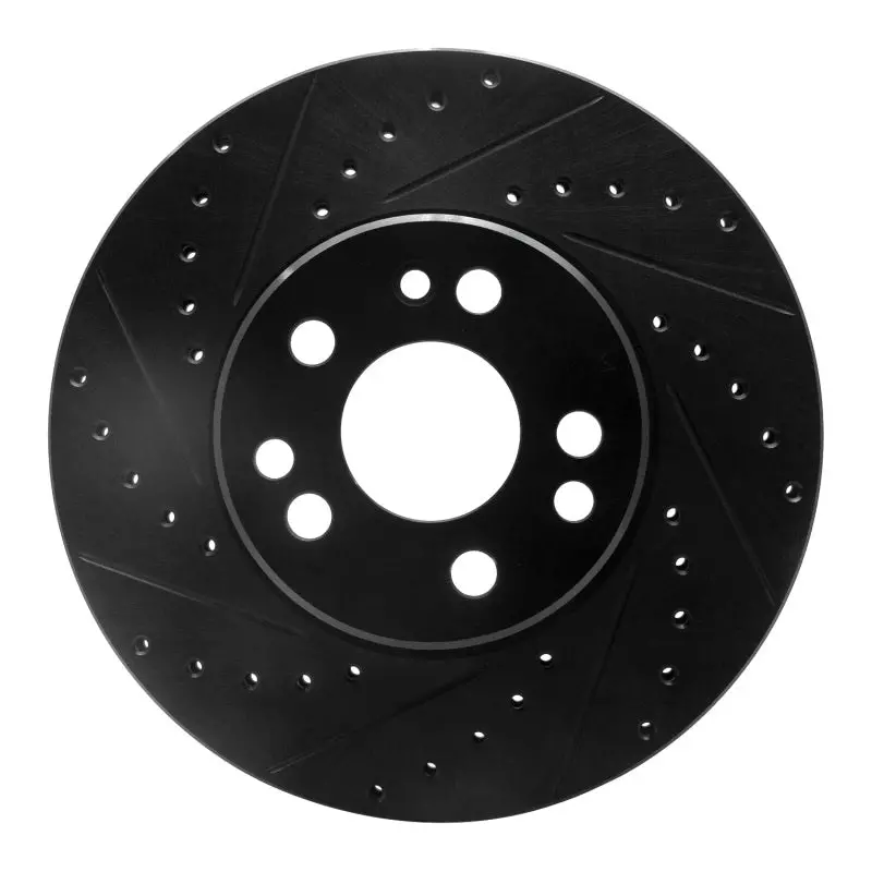 R1 91-99 Mercedes-Benz 300Sd Front Left Drilled & Slotted Black Brake Rotor 1