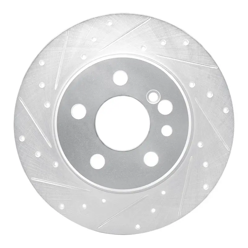 R1 91-99 Mercedes-Benz 300Sd Rear Left Drilled & Slotted Silver Brake Rotor 1