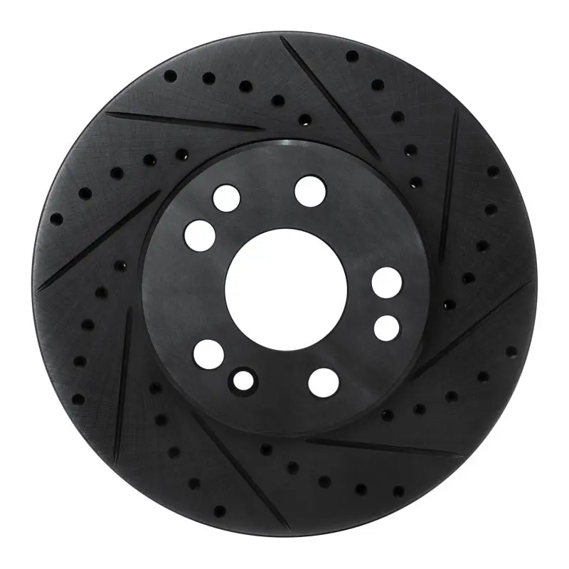 R1 91-99 Mercedes-Benz S350 Front Right Drilled & Slotted Black Brake Rotor 1
