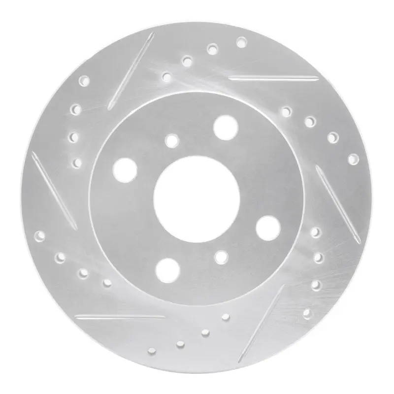 R1 91-99 Toyota Tercel Front Left Drilled & Slotted Silver Brake Rotor 1
