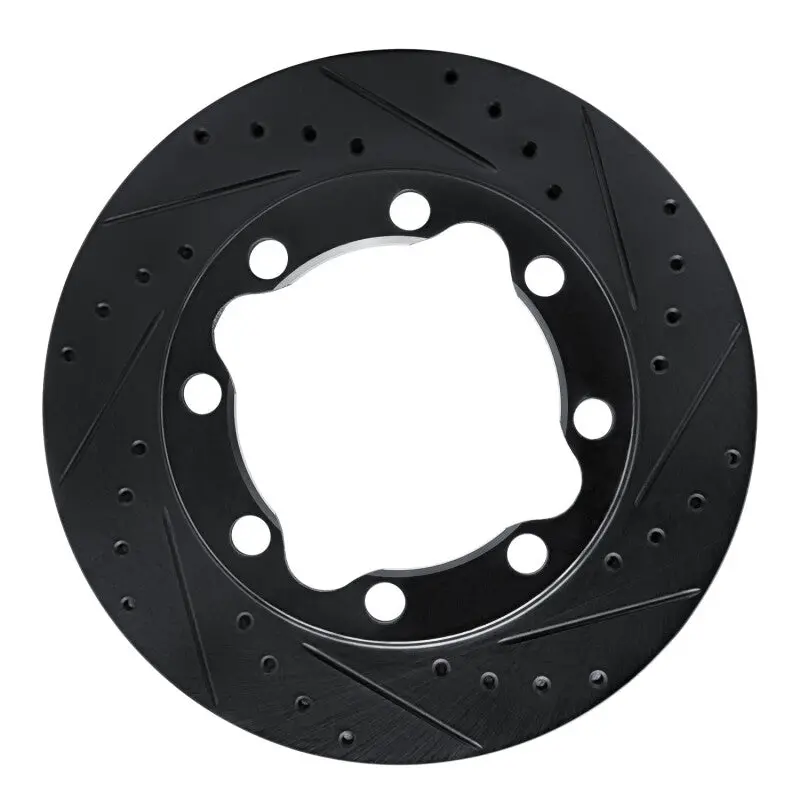 R1 92-00 Chevrolet K3500 Front Right Drilled & Slotted Black Brake Rotor 1