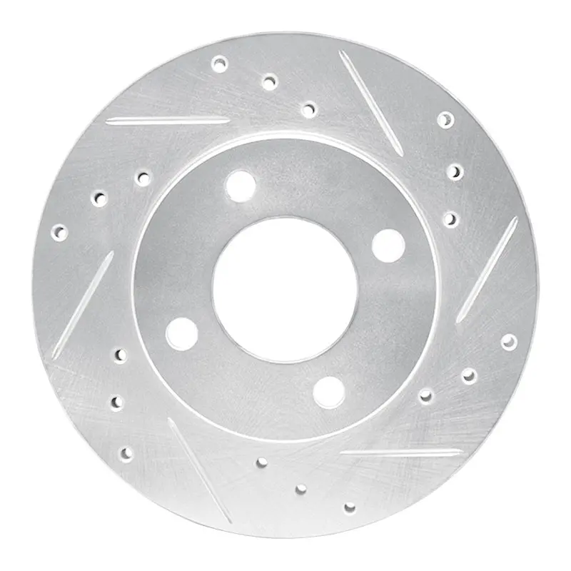 R1 92-00 Dodge Colt Front Right Drilled & Slotted Silver Brake Rotor 1