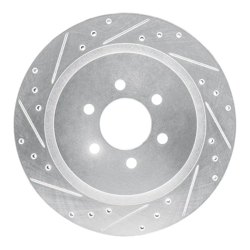 R1 92-02 Dodge Viper Rear Left Drilled & Slotted Silver Brake Rotor 1