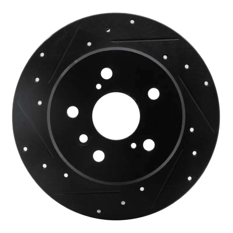 R1 92-03 Lexus Es300 Rear Left Drilled & Slotted Black Brake Rotor 1