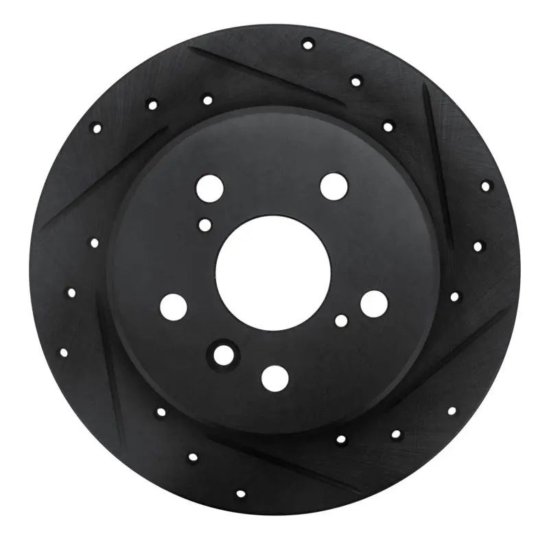 R1 92-03 Lexus Es300 Rear Right Drilled & Slotted Black Brake Rotor 1