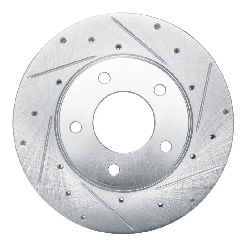 R1 92-03 Mazda 626 Front Right Drilled & Slotted Silver Brake Rotor 1