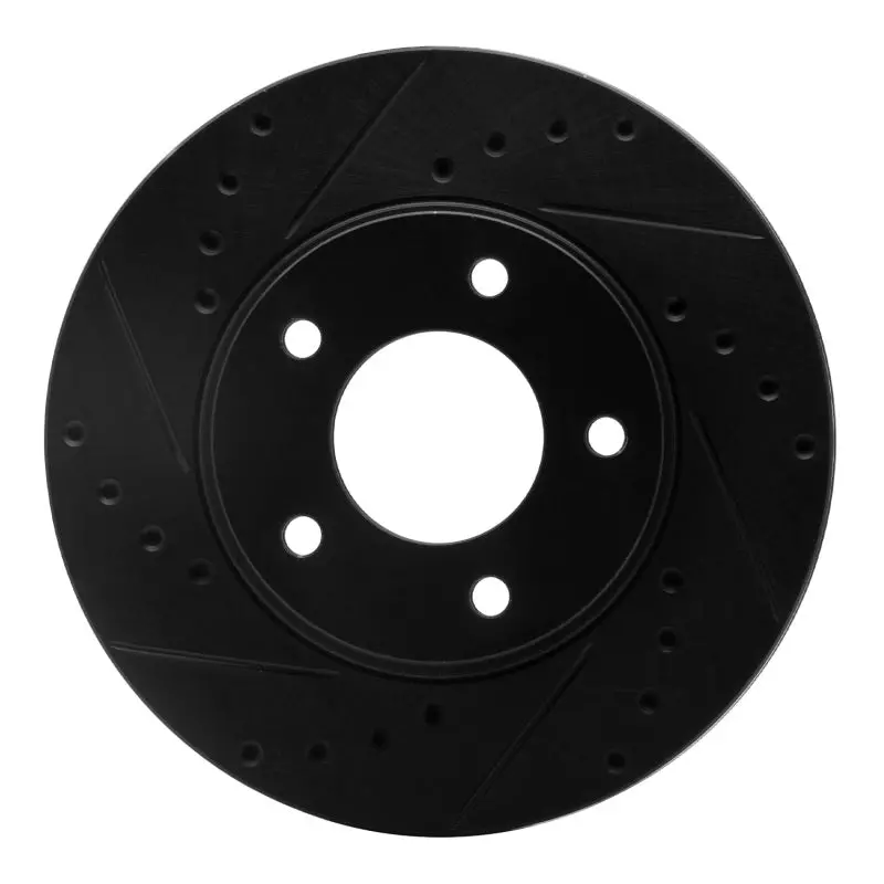 R1 92-03 Mazda 929 Front Left Drilled & Slotted Black Brake Rotor 1
