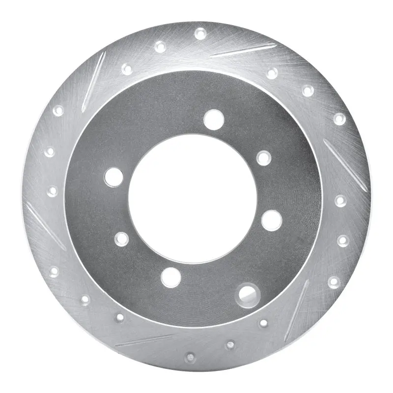 R1 92-04 Dodge Colt Rear Left Drilled & Slotted Silver Brake Rotor 1